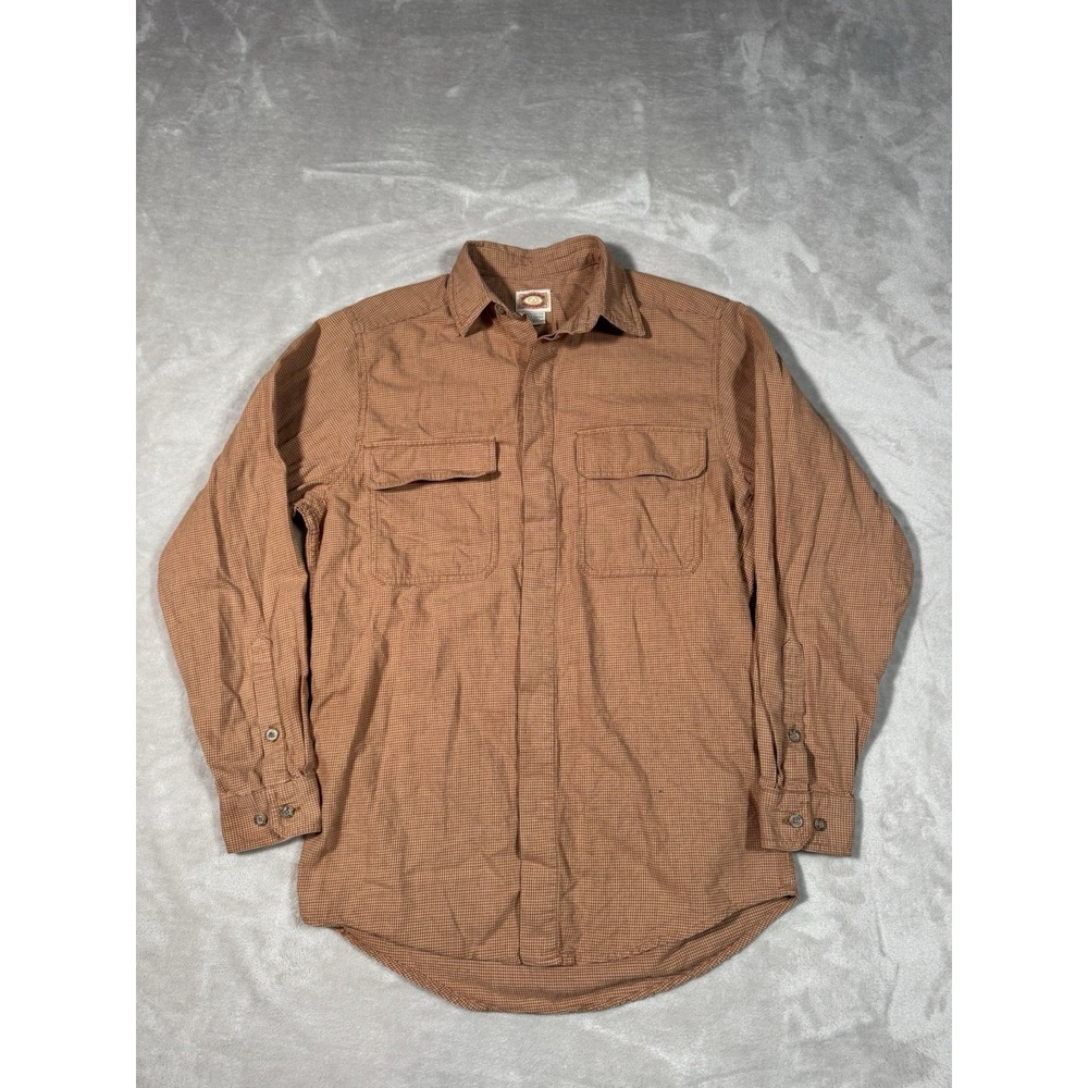 Vintage Banana Republic Safari Houndstooth Camp Shirt Size Small Orange Cotton